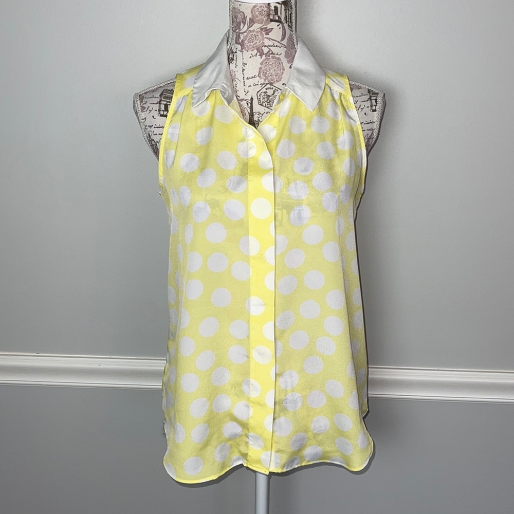 Gap Yellow Polka Dot Sleeveless Blouse Small